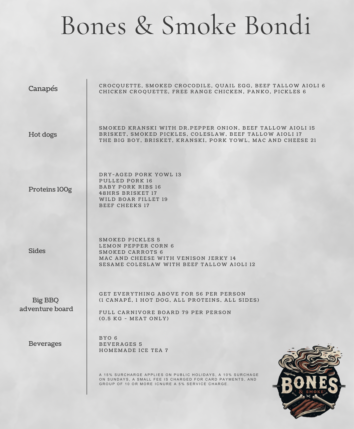 Cherry wood-fired grill at Bones & Smoke in Bondi, where premium meats are cooked to perfection in a smokehouse environment with rich, earthy flavours. Best restaurant in Bondi. Best take away food